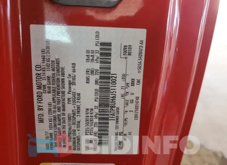 1FATP8UH6J5110021 Photo# 12