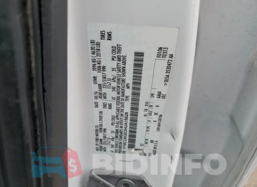 1FMCU0GD3HUA15828 Photo# 13