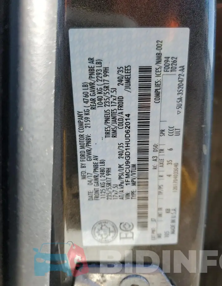 1FMCU9GD1HUD62014 Photo# 12