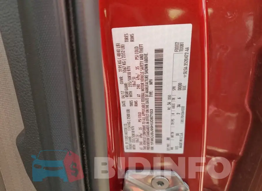 1FMCU9J99HUD87103 Photo# 14