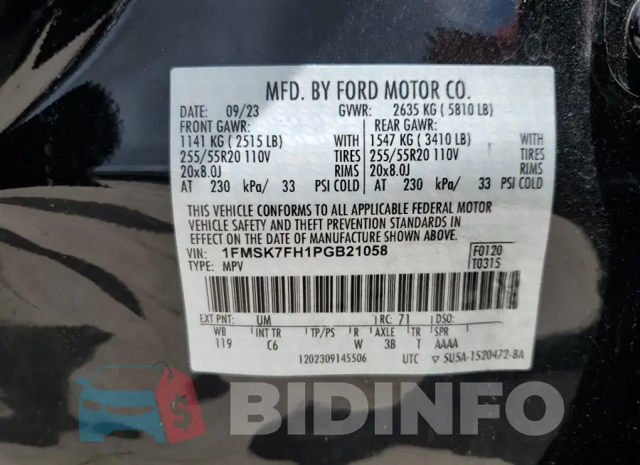 1FMSK7FH1PGB21058 Photo# 13