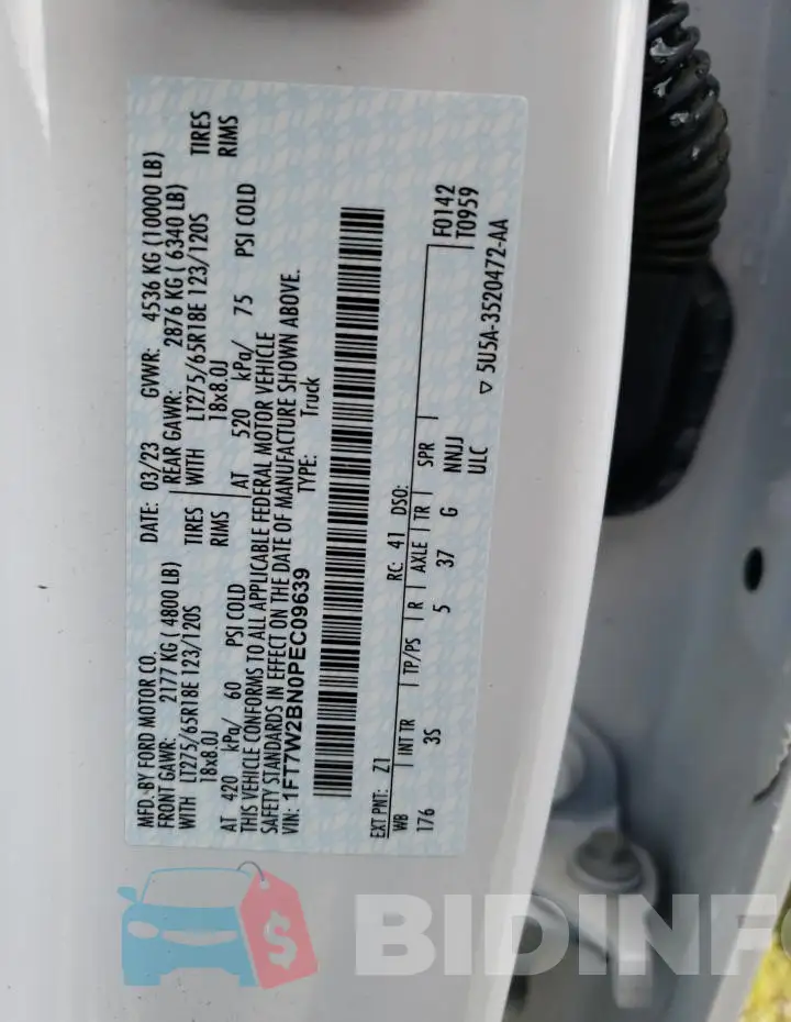 1FT7W2BN0PEC09639 Photo# 12