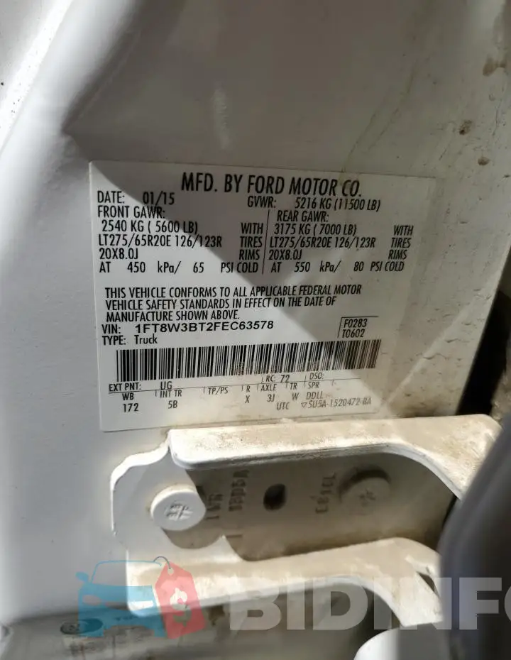 1FT8W3BT2FEC63578 Photo# 12