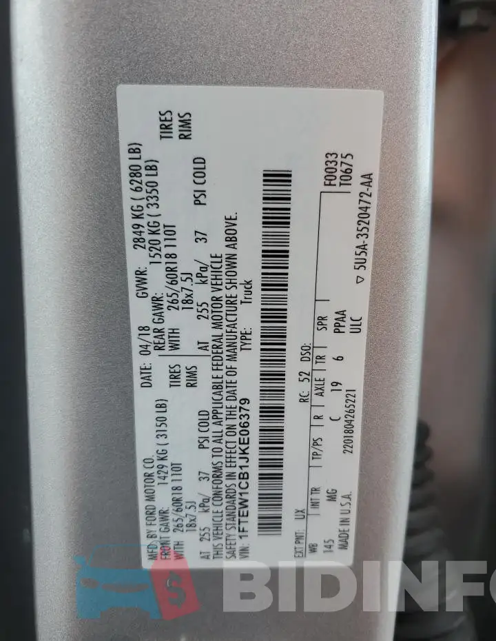 1FTEW1CB1JKE06379 Photo# 13