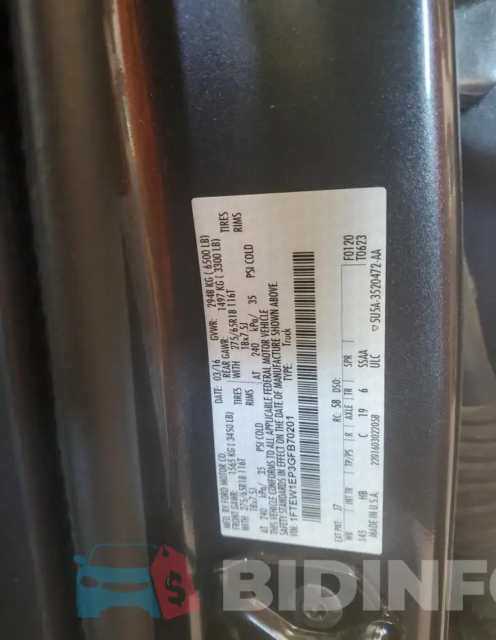 1FTEW1EP3GFB70201 Photo# 13