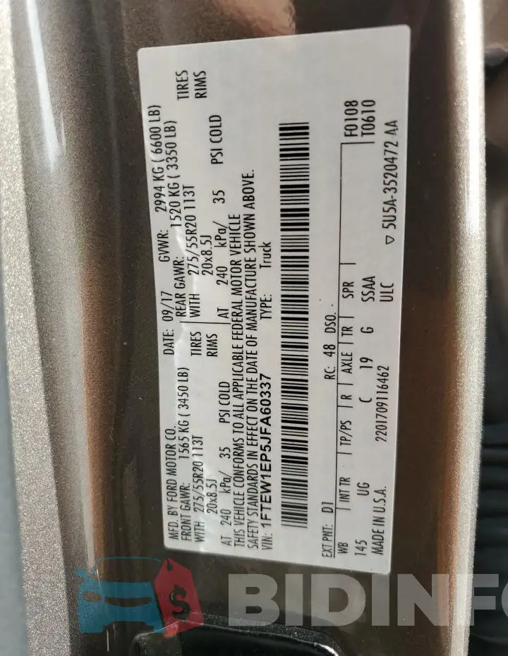 1FTEW1EP5JFA60337 Photo# 12
