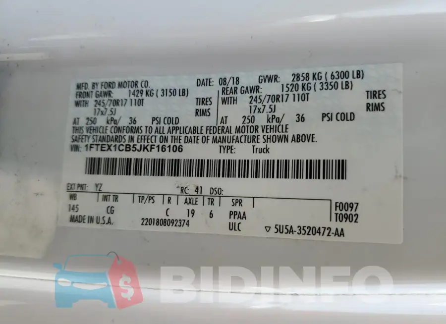 1FTEX1CB5JKF16106 Photo# 12