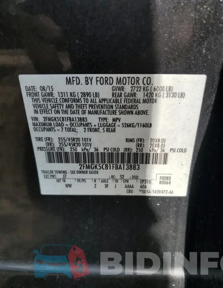 2FMGK5C81FBA13883 Photo# 13