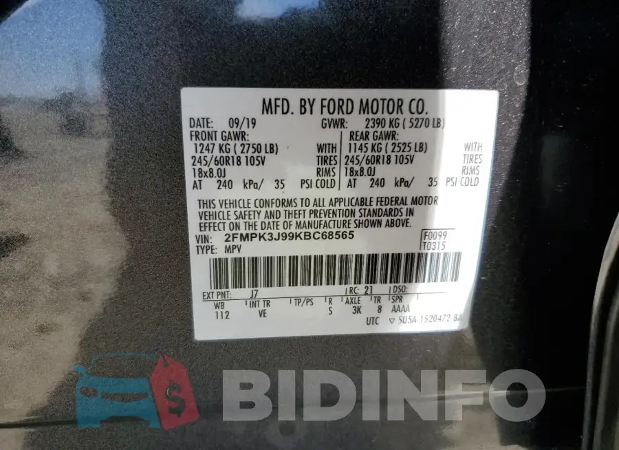 2FMPK3J99KBC68565 Photo# 13