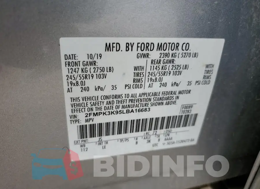 2FMPK3K95LBA16683 Photo# 13