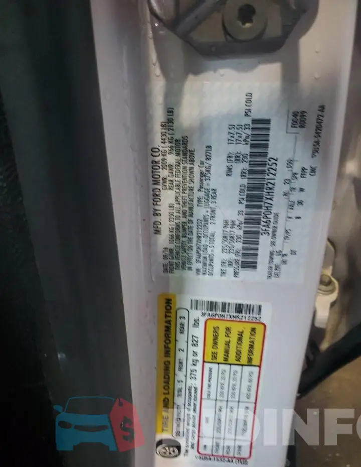 3FA6P0H7XHR212252 Photo# 12