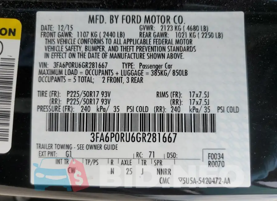 3FA6P0RU6GR281667 Photo# 12
