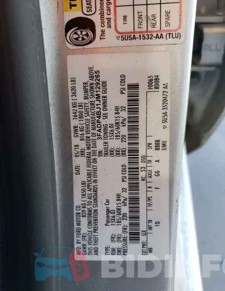 3FADP4BJ1JM129265 Photo# 12