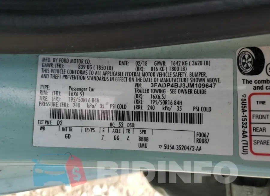 3FADP4BJ3JM109647 Photo# 12