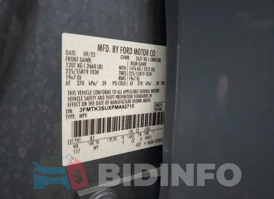 3FMTK3SUXPMA92715 Photo# 12