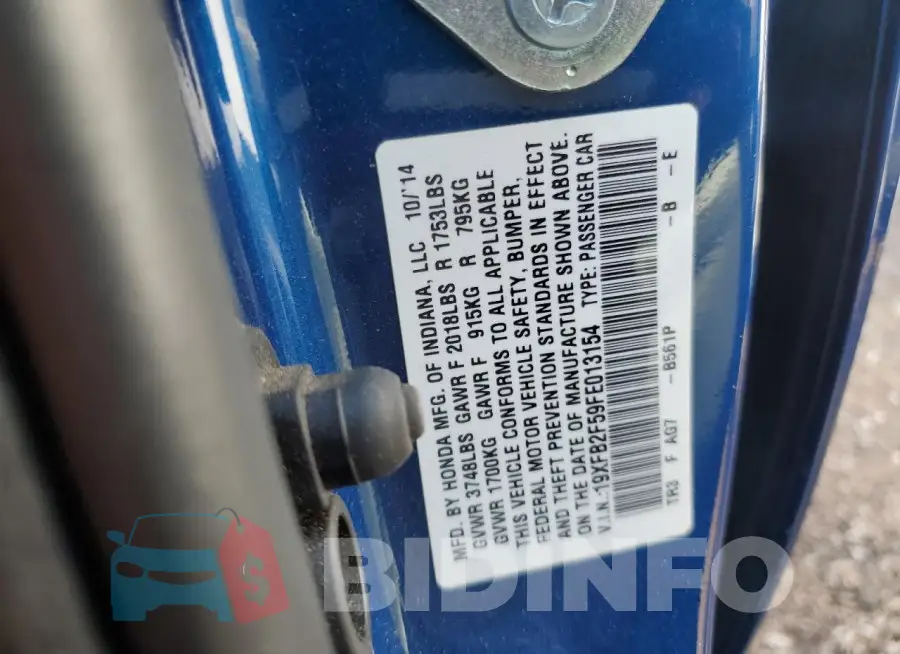 19XFB2F59FE013154 Photo# 12