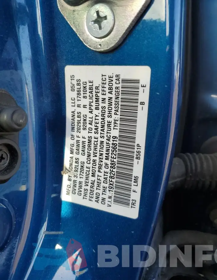 19XFB2F88FE256819 Photo# 13
