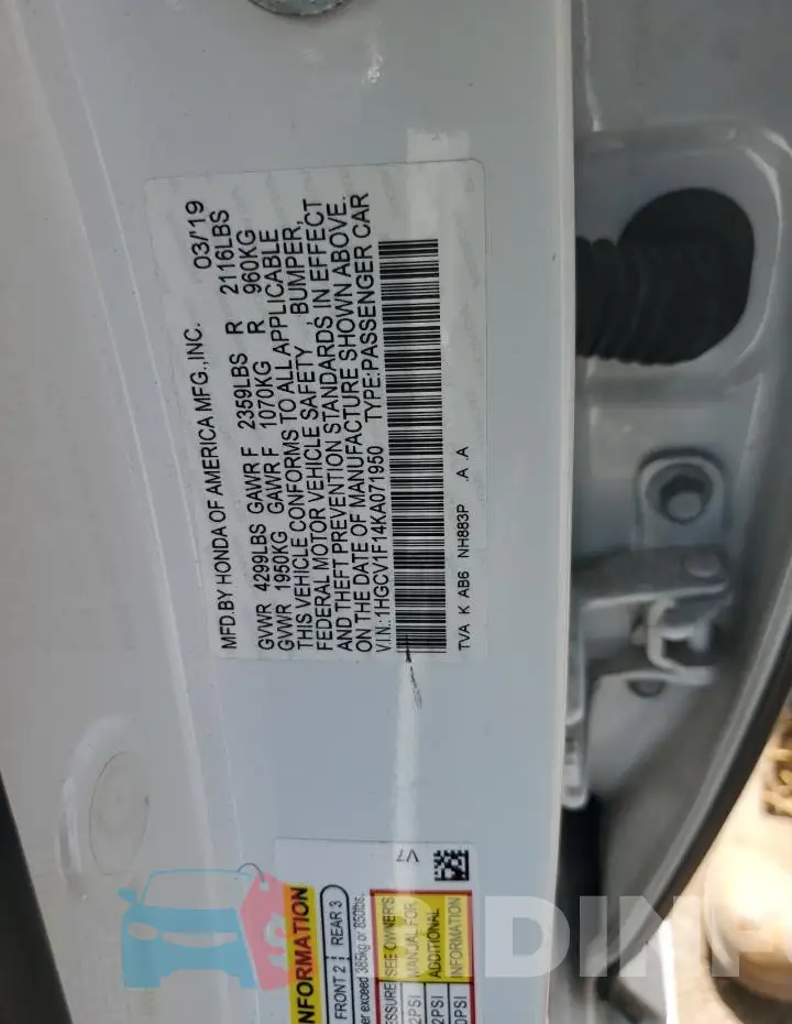 1HGCV1F14KA071950 Photo# 12