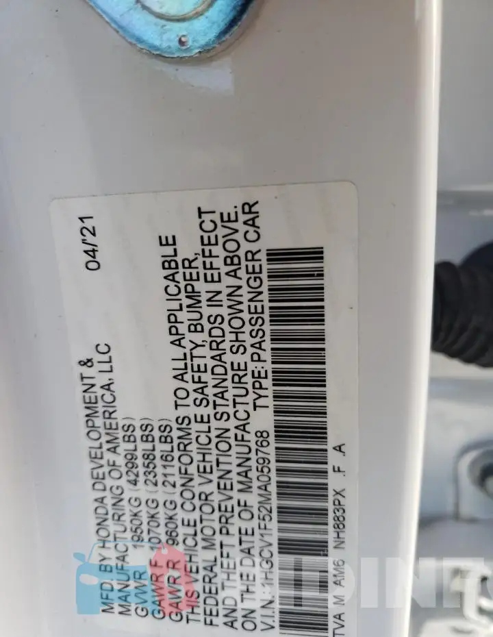 1HGCV1F52MA059768 Photo# 12