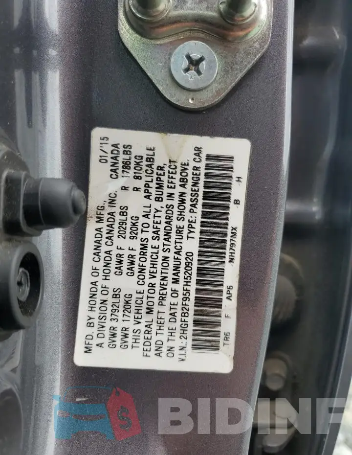 2HGFB2F95FH520920 Photo# 12