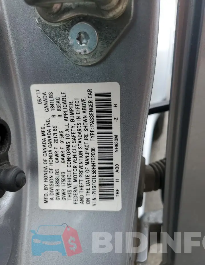 2HGFC1E58HH702006 Photo# 13