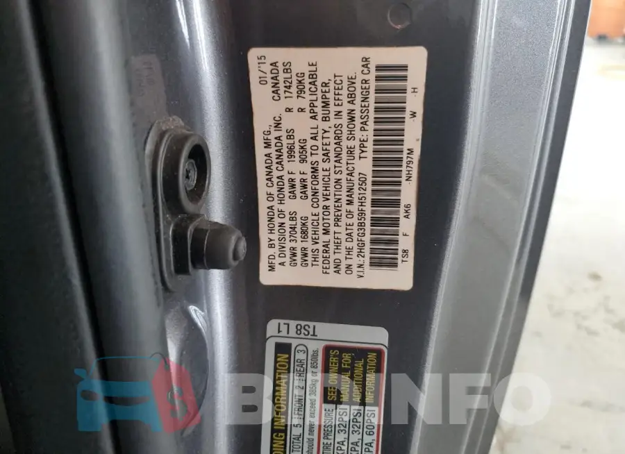 2HGFG3B59FH512507 Photo# 12