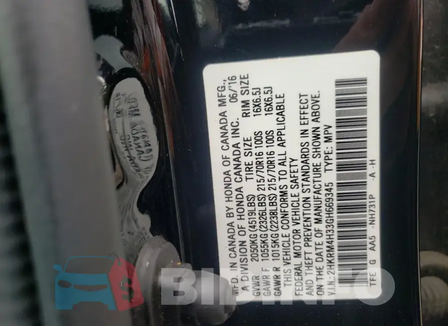 2HKRM4H33GH669345 Photo# 13