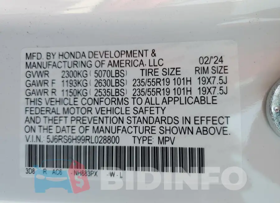 5J6RS6H99RL028800 Photo# 14