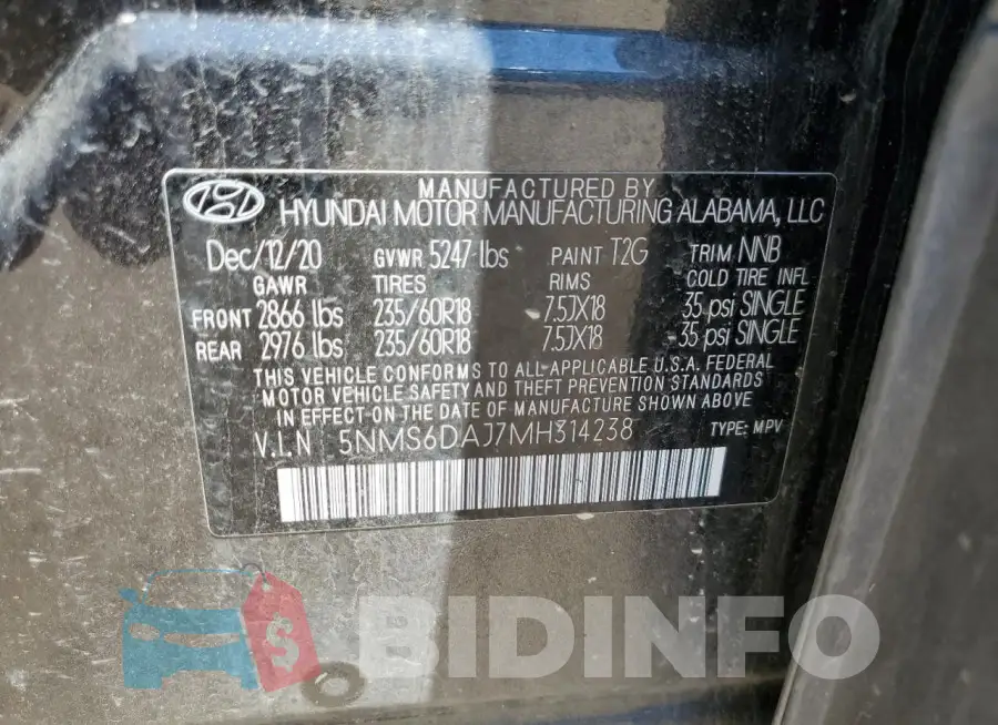 5NMS6DAJ7MH314238 Photo# 12