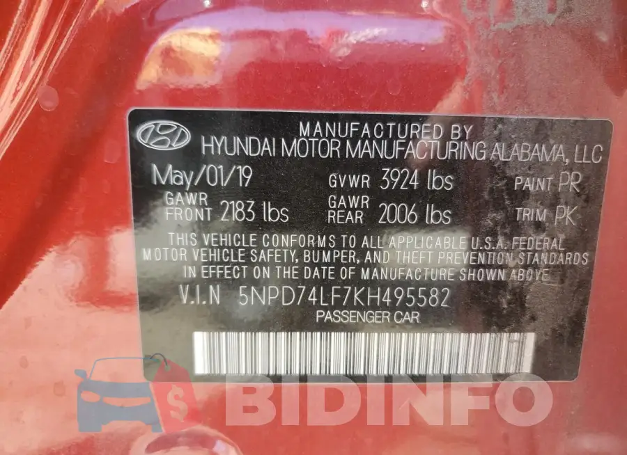 5NPD74LF7KH495582 Photo# 12