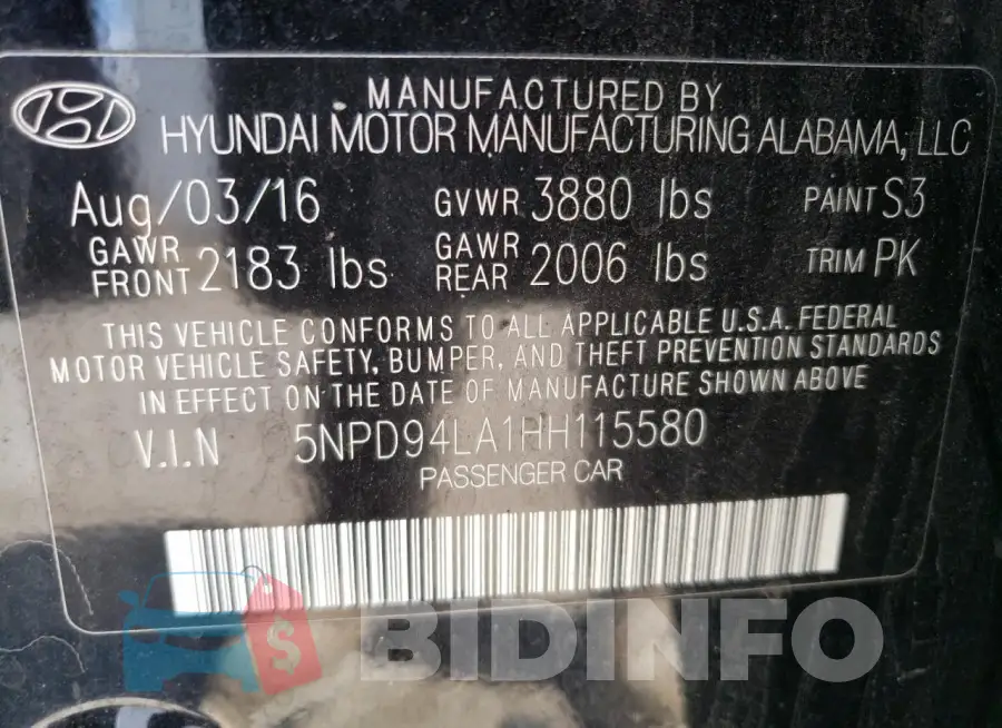 5NPD94LA1HH115580 Photo# 13