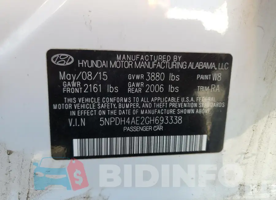 5NPDH4AE2GH693338 Photo# 13