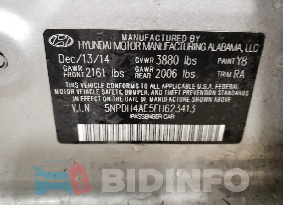 5NPDH4AE5FH623413 Photo# 13
