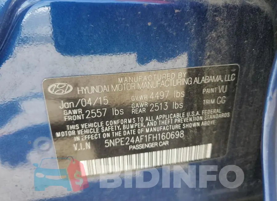 5NPE24AF1FH160698 Photo# 12