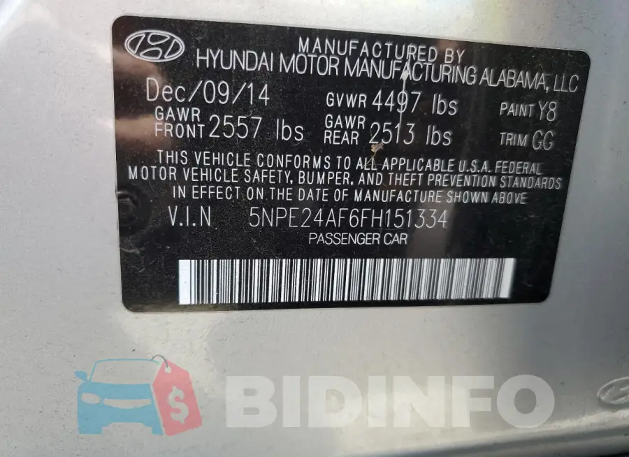 5NPE24AF6FH151334 Photo# 12