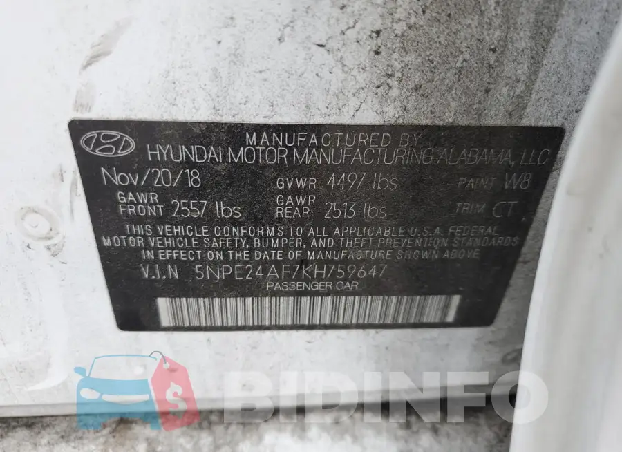 5NPE24AF7KH759647 Photo# 13