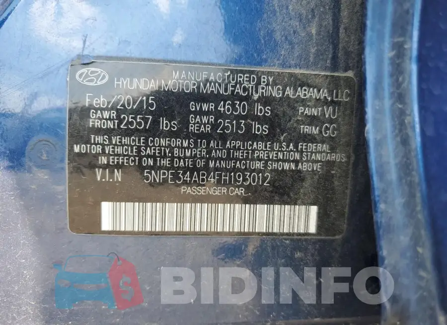 5NPE34AB4FH193012 Photo# 13