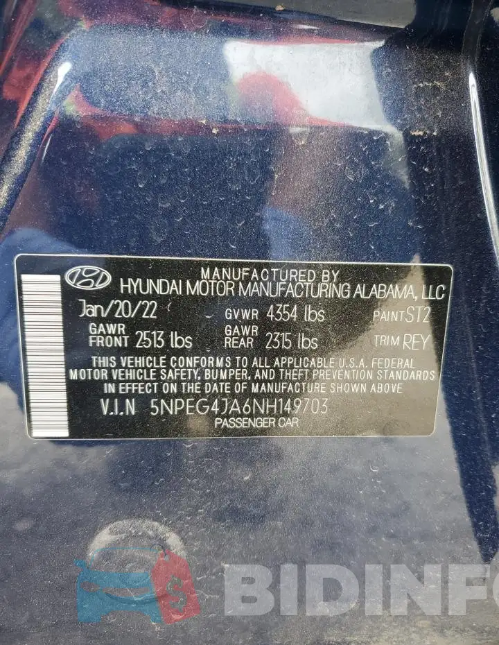 5NPEG4JA6NH149703 Photo# 13