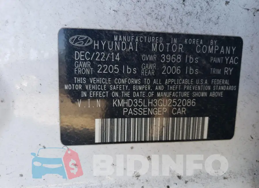 KMHD35LH3GU252086 Photo# 12