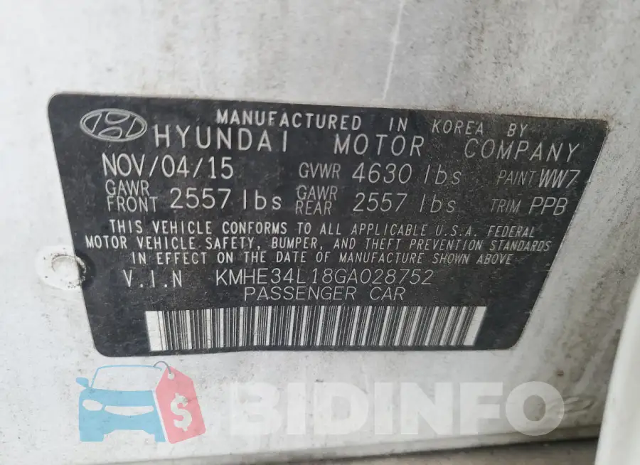 KMHE34L18GA028752 Photo# 12