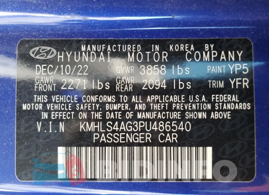 KMHLS4AG3PU486540 Photo# 12