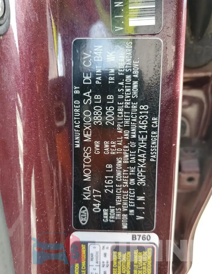 3KPFK4A7XHE146318 Photo# 13