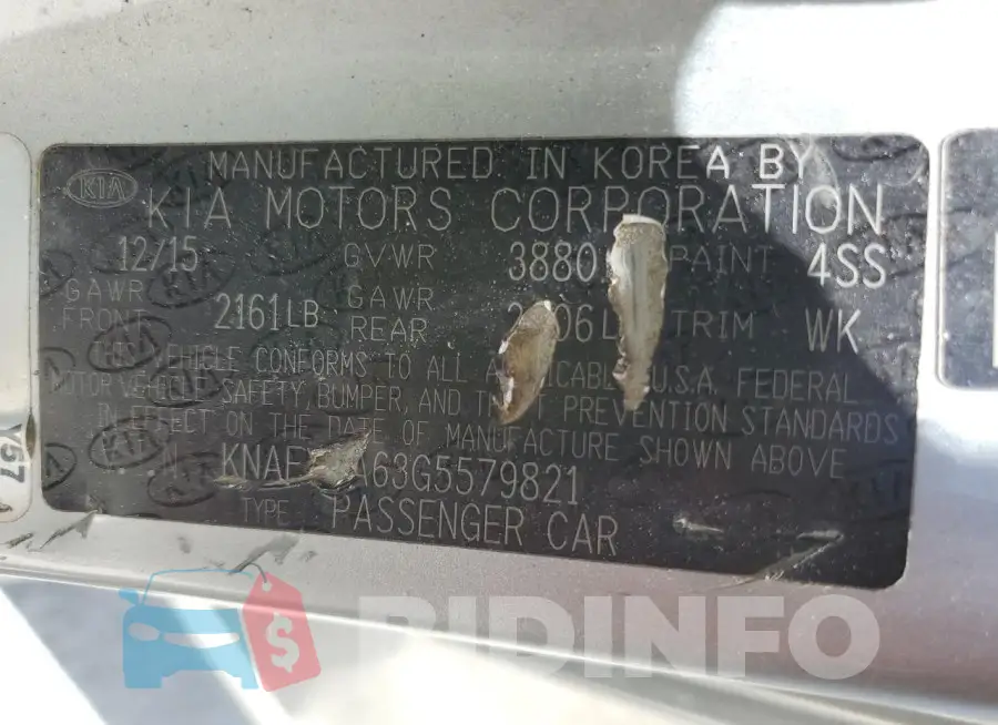 KNAFX4A63G5579821 Photo# 12