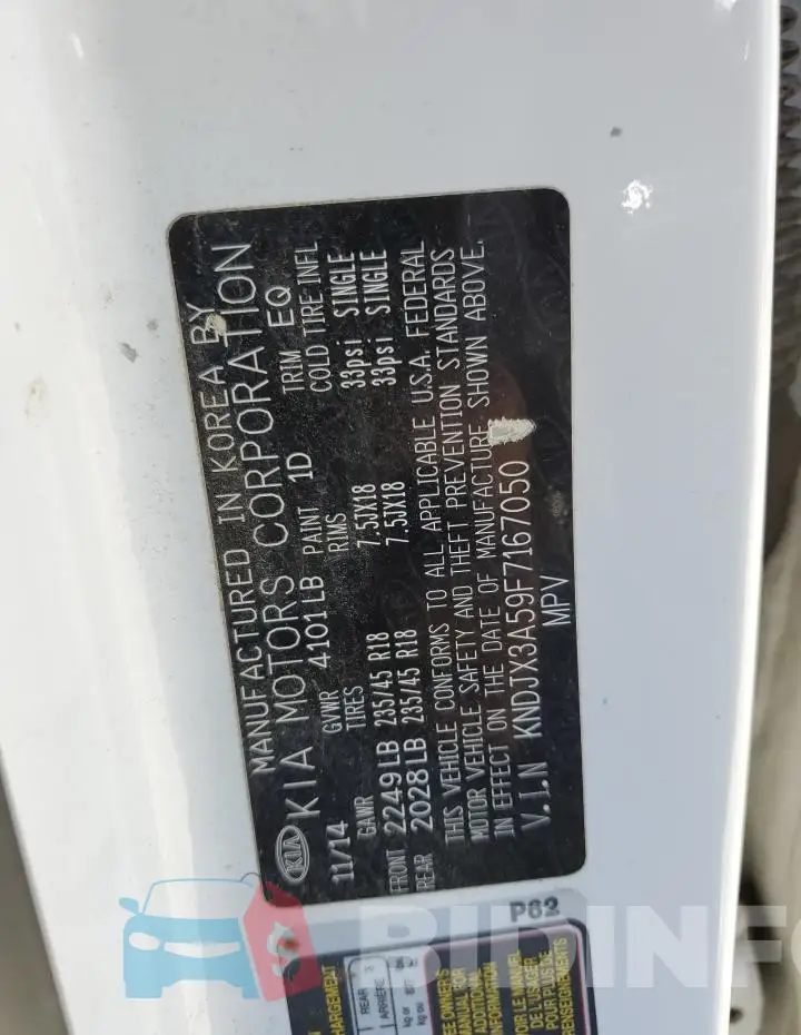 KNDJX3A59F7167050 Photo# 12