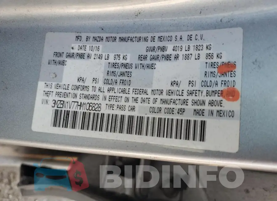 3MZBN1V77HM106828 Photo# 13
