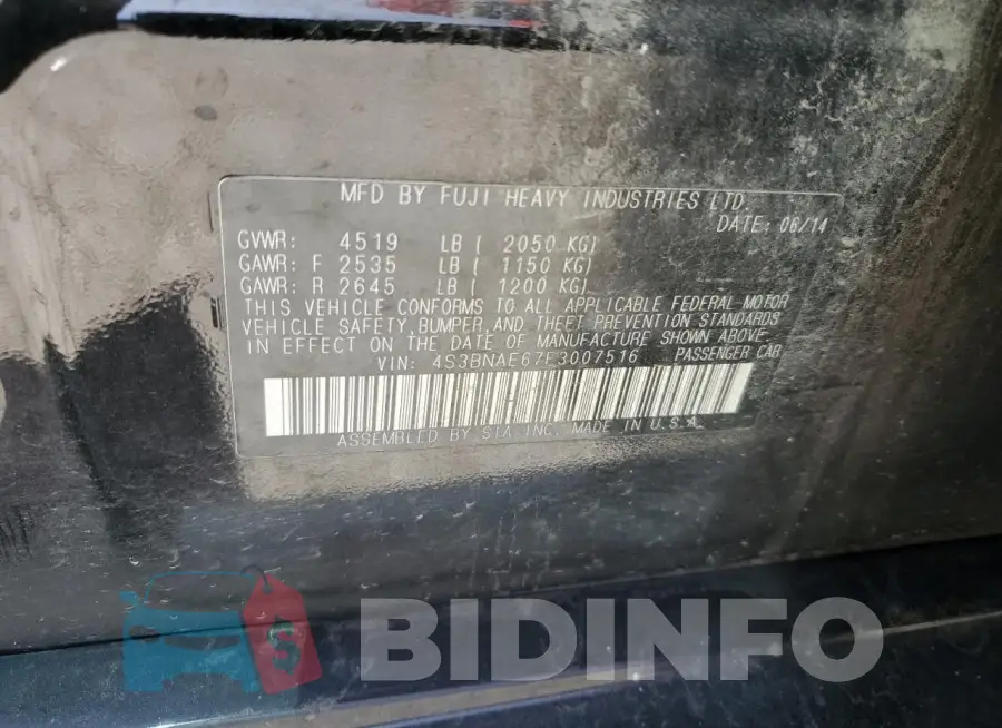 4S3BNAE67F3007516 Photo# 12