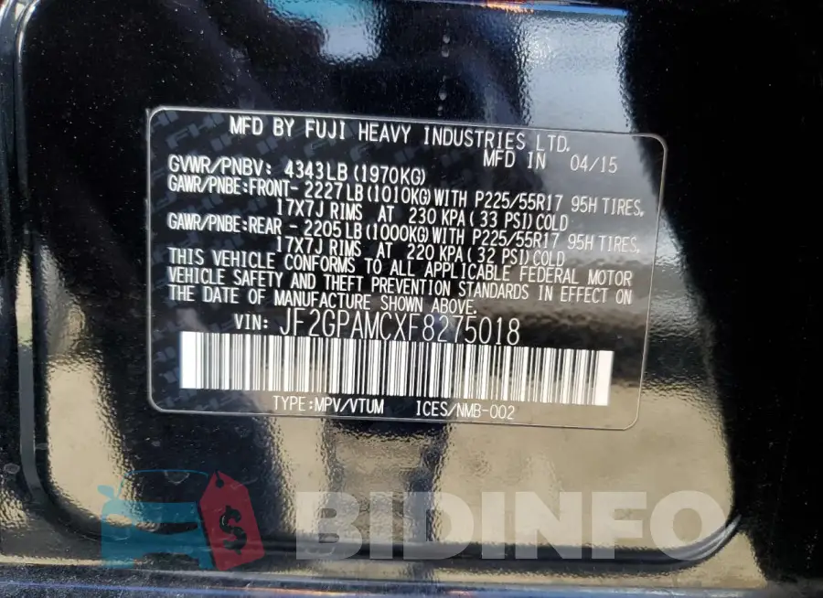 JF2GPAMCXF8275018 Photo# 13