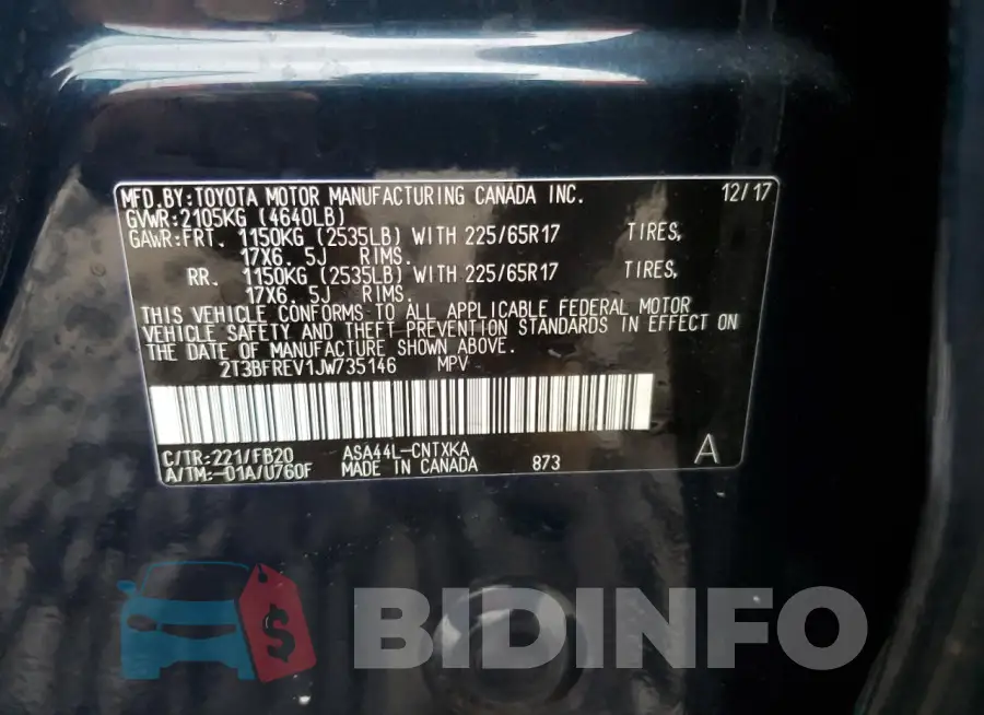 2T3BFREV1JW735146 Photo# 13