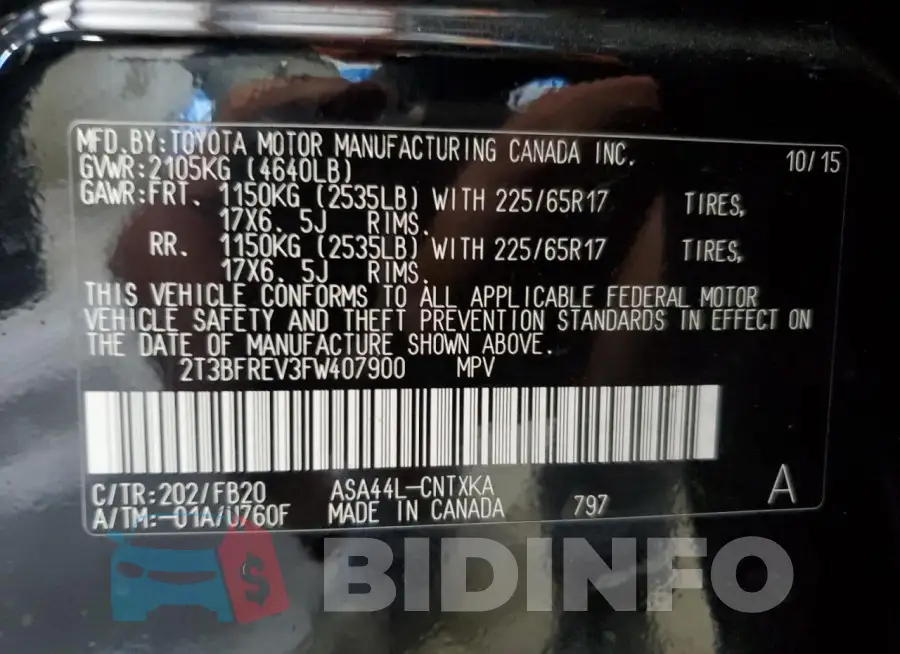2T3BFREV3FW407900 Photo# 14