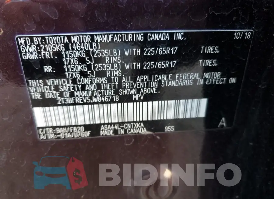 2T3BFREV5JW846718 Photo# 13